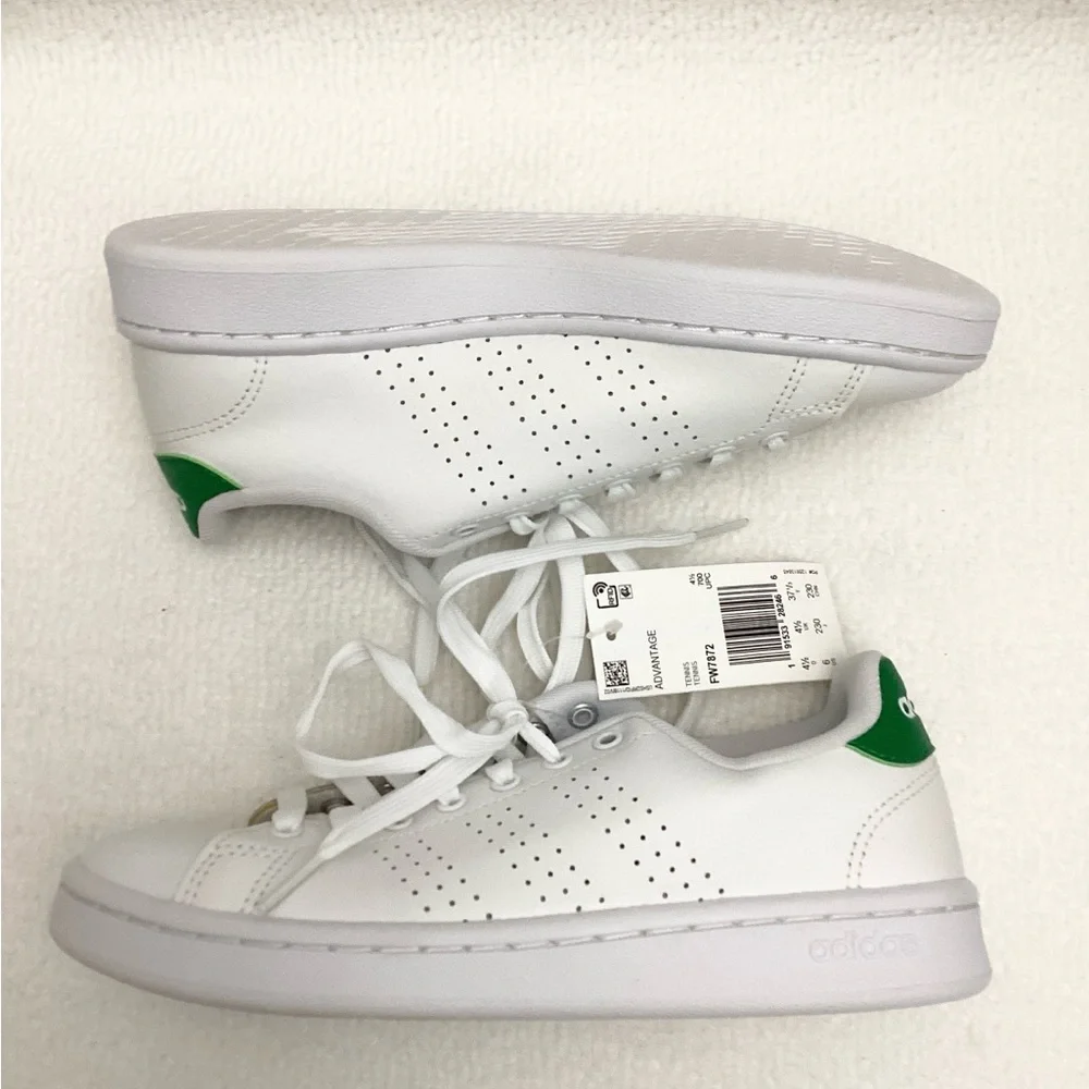 New Adidas advantage Classic White and Green sneaker Shoes size 6 - Picture 7 of 9